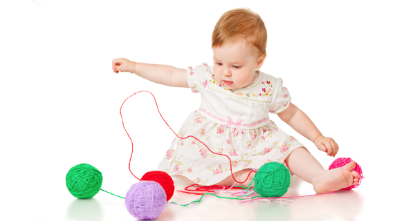 three babies with instruments